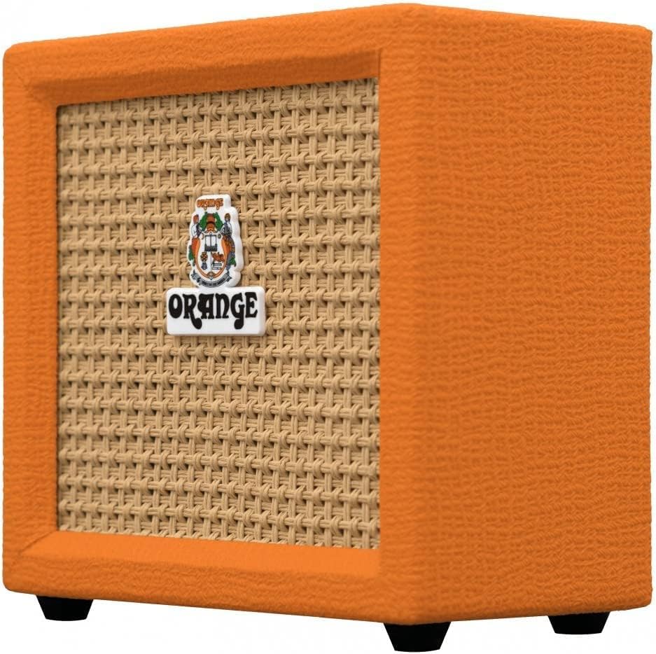 Orange Amps Crush Mini 3W Guitar Amp Combo Set with Power Adapter, Pig Hog Instrument Cable, 24x Guitar Picks, Battery & Liquid Audio Polishing Cloth - Portable Mini Amplifier