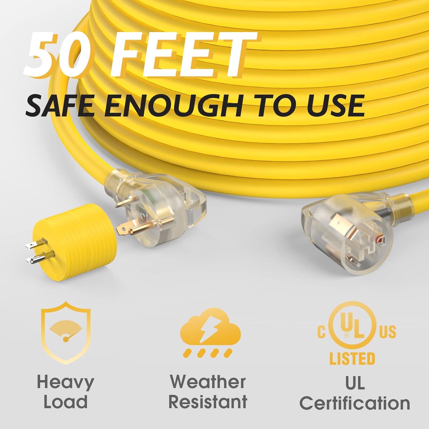 TOOLIOM 30 Amp Generator Extension Cord, NEMA TT-30P/TT-30R RV Extension Cord, 125V 3750W 10/3 AWG STW Generator Cord with LED Indicator Grip Handle for Generator RV Trailer Campers, UL Listed (50FT)