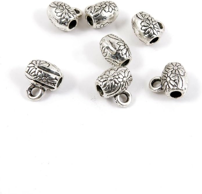 1230 Pieces Antique Silver Tone Jewelry Making Charms Findings Fashion Wholesale Supplies Pendant Lots Bulk Supply R7LJ2Z Flower Bead Bail