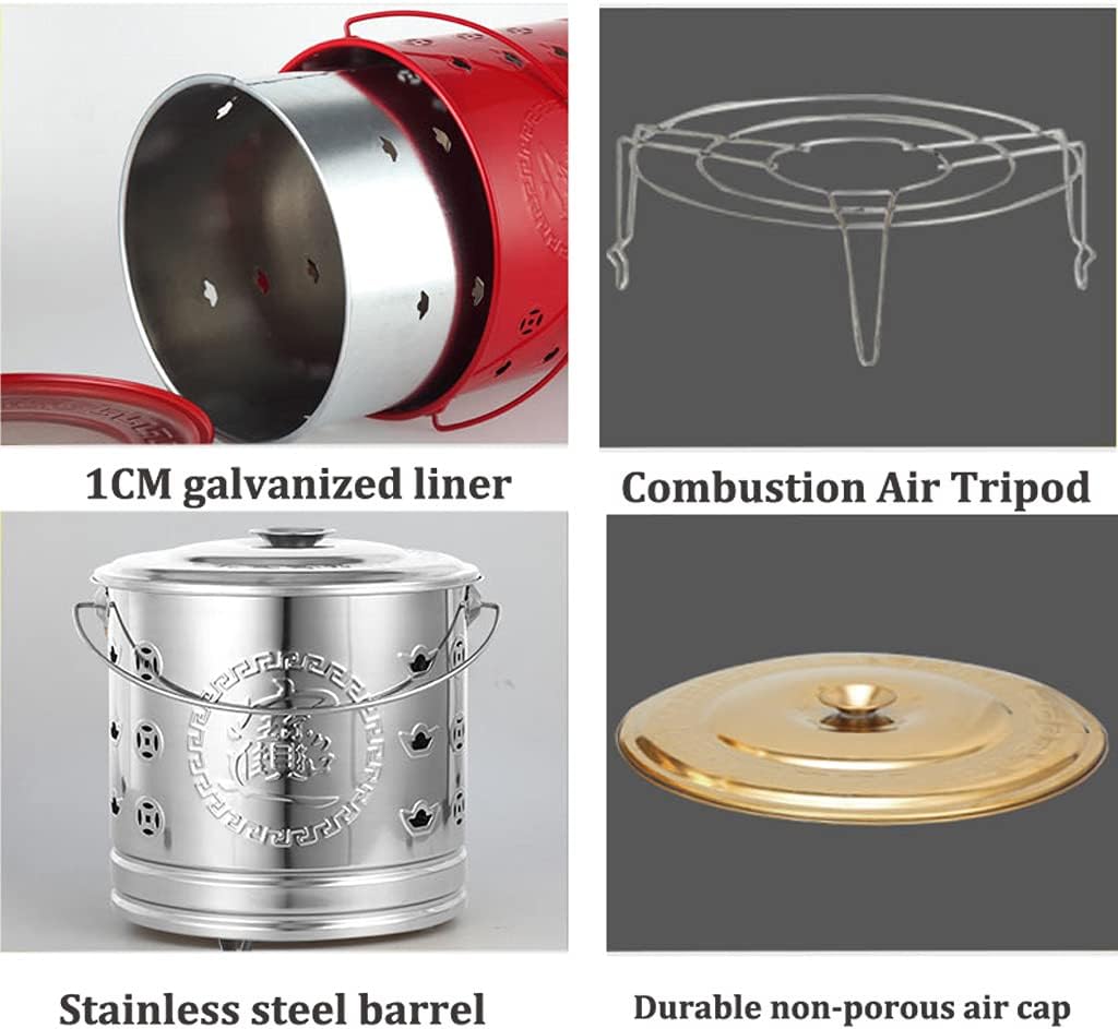 Compact Stainless Steel Outdoor Fire Pit Wood Burning Portable Backyard Bonfire Bin Galvanised Garden Incinerator Box 36.5x38cm ()