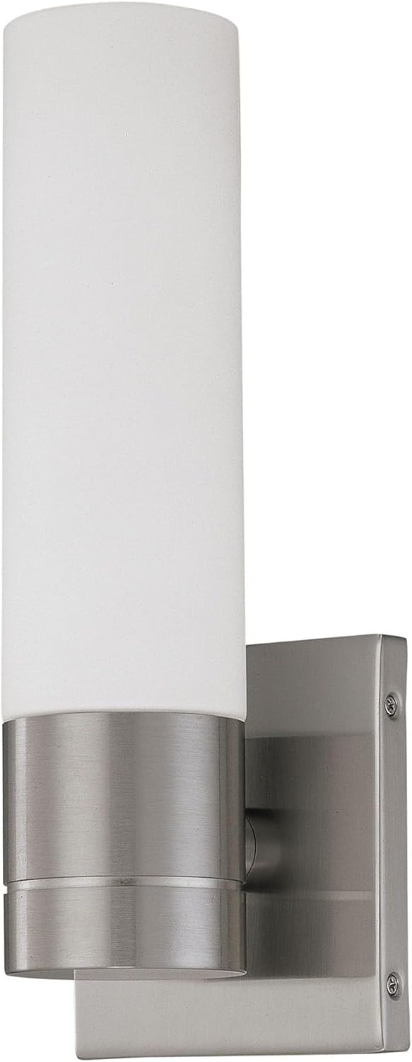 Nuvo 60/2934 Link Lighting Fixture, 1Lt Tube Wall Sconce , White Glass Brushed Nickel Finish