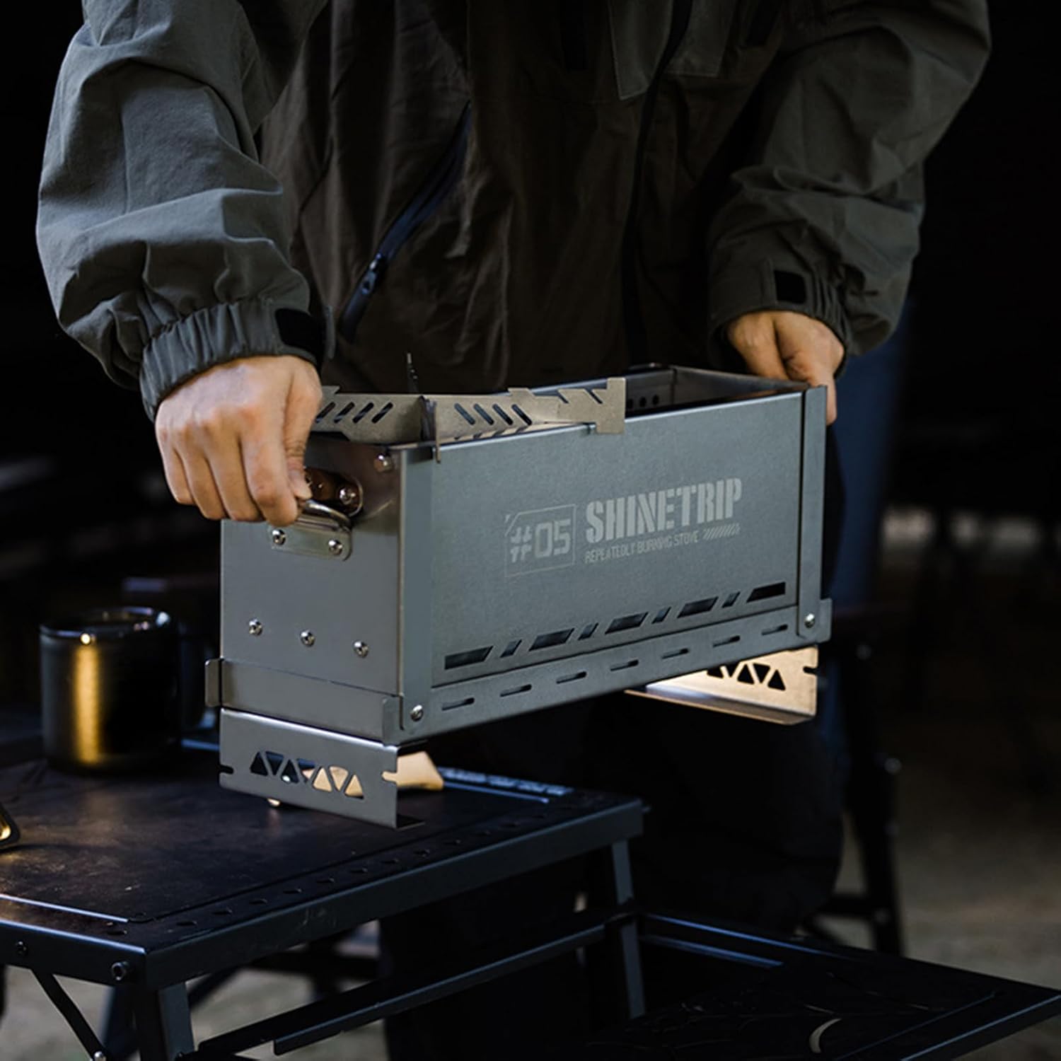 Outdoor Wood Burning Stove,Portable Folding Stainless Steel Stove,IGT Secondary Combustion Camping Fire Pit for Cooking, Tent, Hiking, Fishing, Backpacking