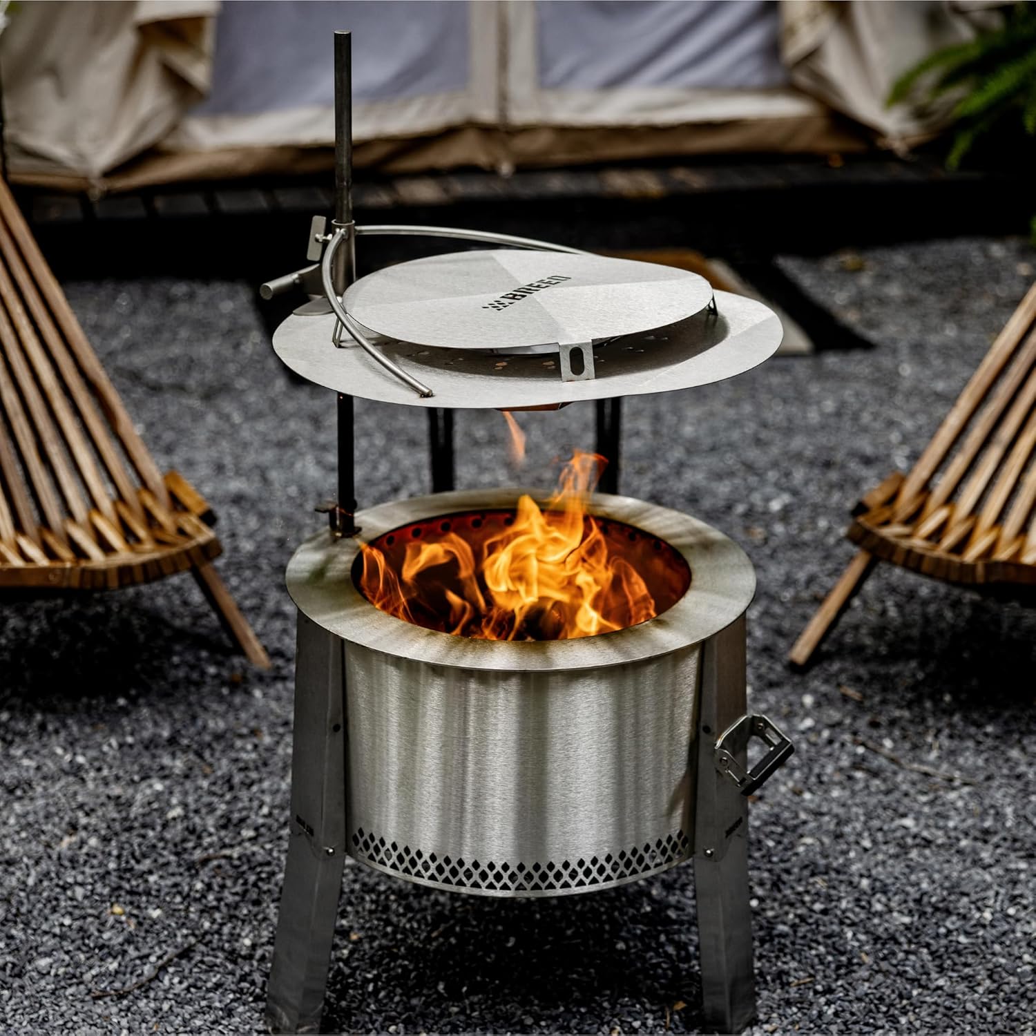 Breeo Outpost™ Heat Deflector X19 | Compatible with Y Series and X Series Smokeless Fire Pit | Maximize Hot Airflow | USA Made | Live-Fire Cooking Accessory (Full Set with Outpost Rod)