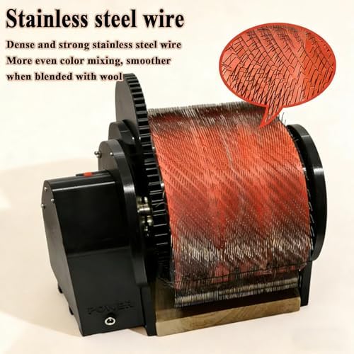 Electric Wool Drum Carding Machine with Foot Pedal, Adjustable Speed for Fast Color Mixing, for DIY Crafting, Felt Making, Combing