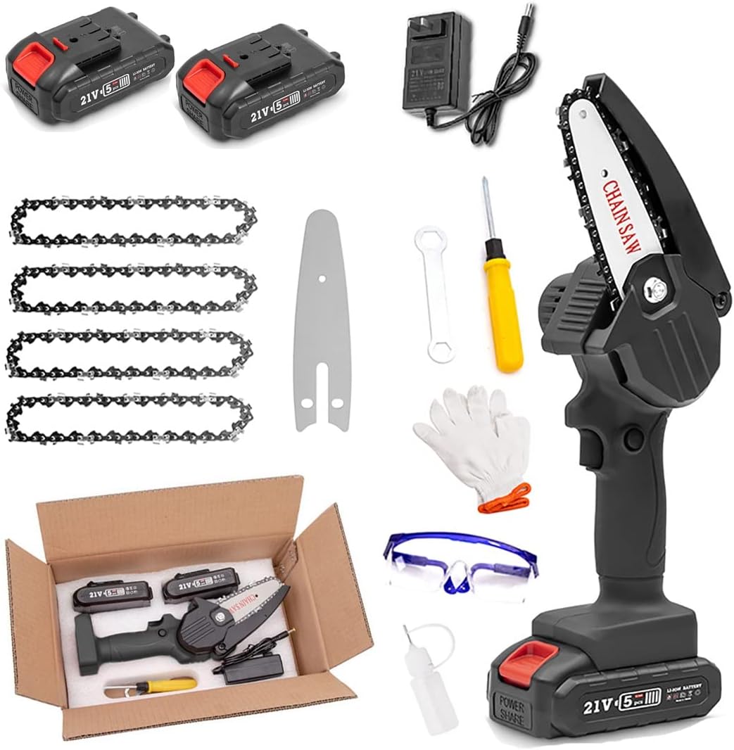 Mini Chain Saw,Cordless Battery Power,Mini Chainsaw with Battery and Led Lights,4 Inch Cordless Chainsaw with Charger, Portable Electric Chainsaw, Suitable for Gardening, Wood, Outdoor Camping