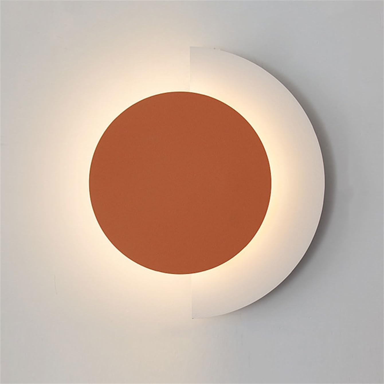 Orange Modern Circle Wall Sconce Simple Wall Light Up Down Glow Sconces Wall Lighting Nordic Luxury Vanity Wall Mount Lights for Bathroom Bedroom Mirror Bedside, Hallway