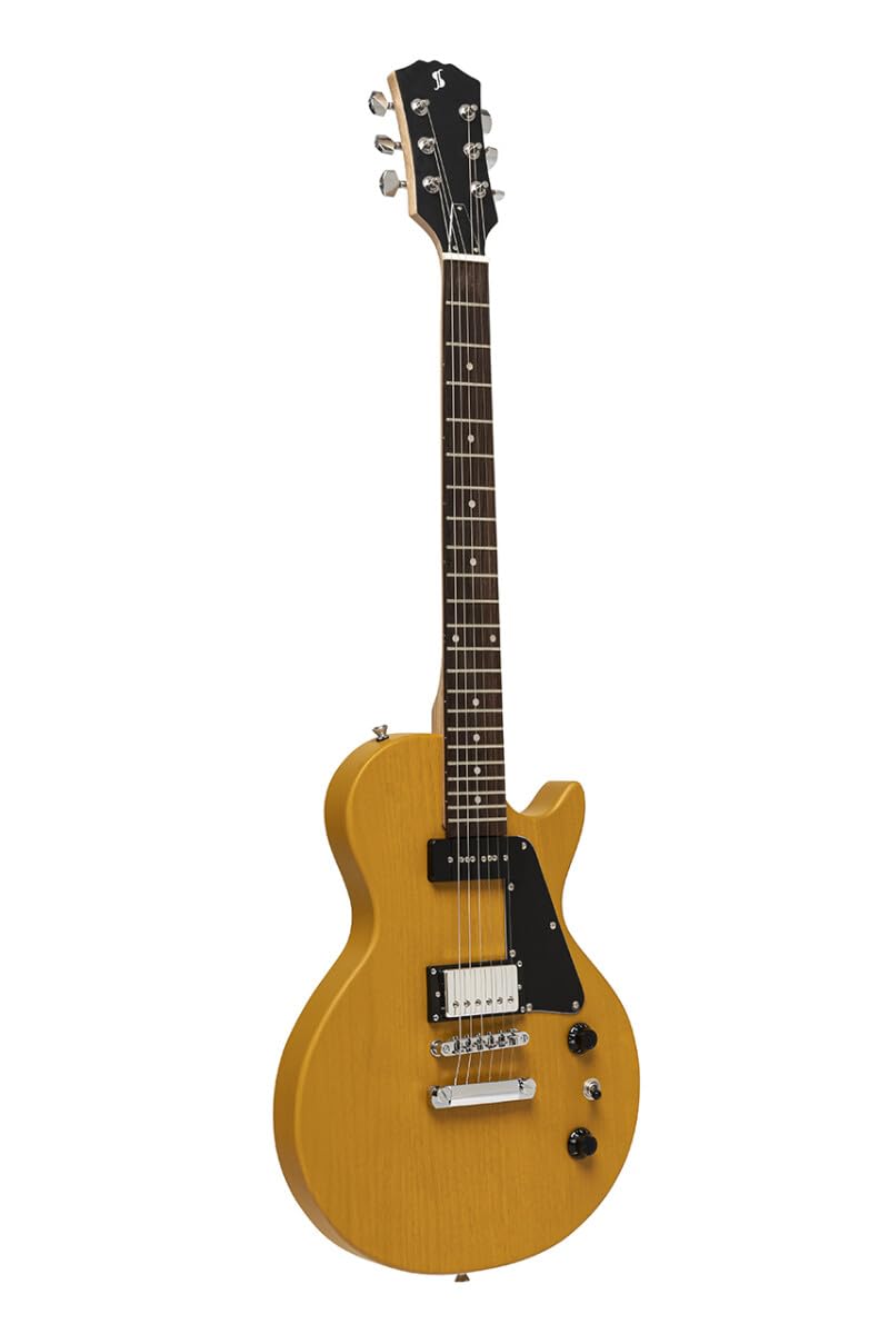 Stagg SEL-HB90 VYL Standard Series Electric Guitar l Solid Mahogany Body l Flat Top l Vintage Yellow Finish