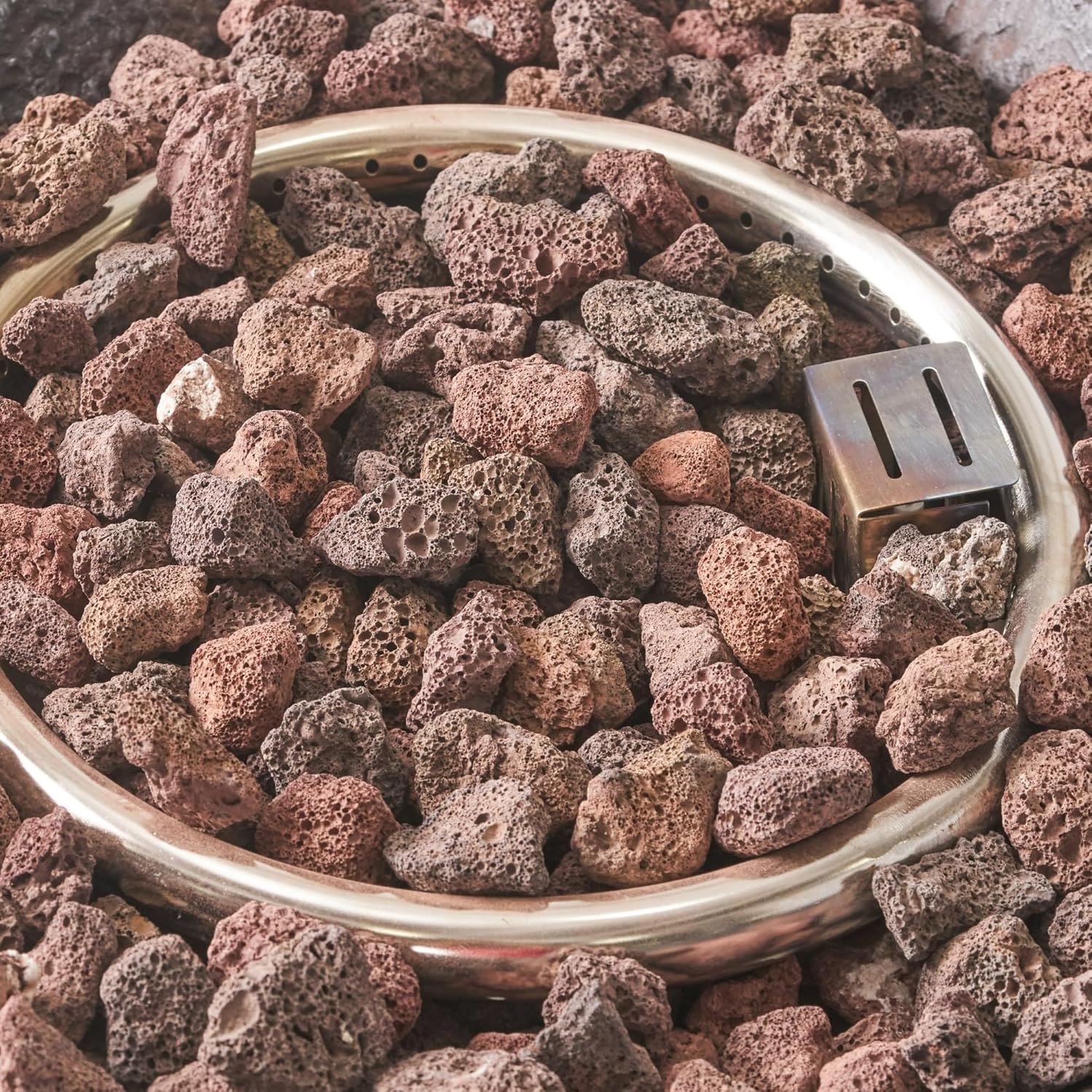 19.50'' Stone MGO Fire Column - Stylish Outdoor Fire Pit with Lava Rocks