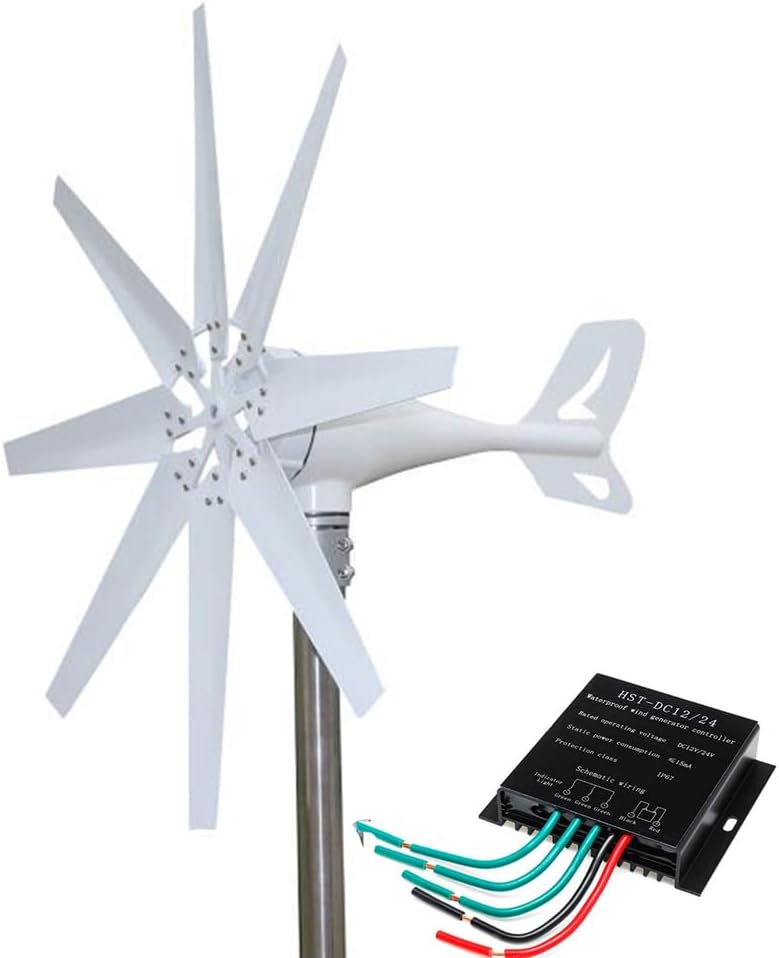 Low Noise 2000W Wind Turbine Generator 8 Blades Windmills Kits 12V 24V 48V 220V with MPPT Charger Controller for Home Use Efficient Wind System