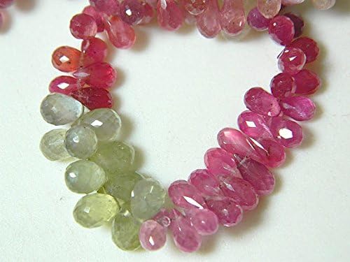 13 inch natural beads strand of 4x6-6x8mm faceted drop pink sapphire gemstone beads for DIY jewelry - necklace, bracelet, earring, ring.