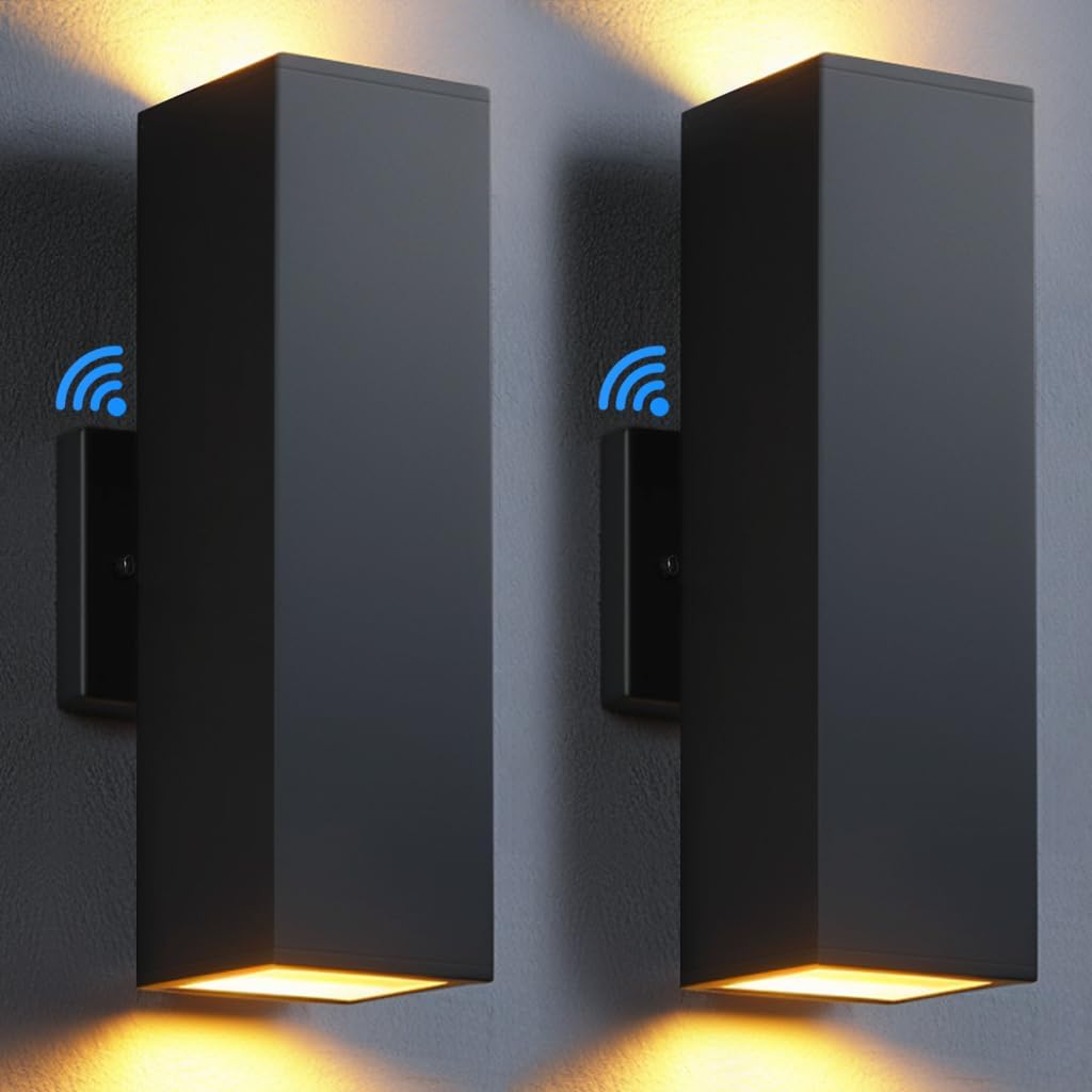 SHIMR Outdoor Wall Lights Dusk to Dawn 2 Pack, ETL Listed Outdoor Light Fixture Wall Mount, Aluminum Anti-Rust Up and Down Outside Lights for House Porch Garage Patio, LED Bulbs Include