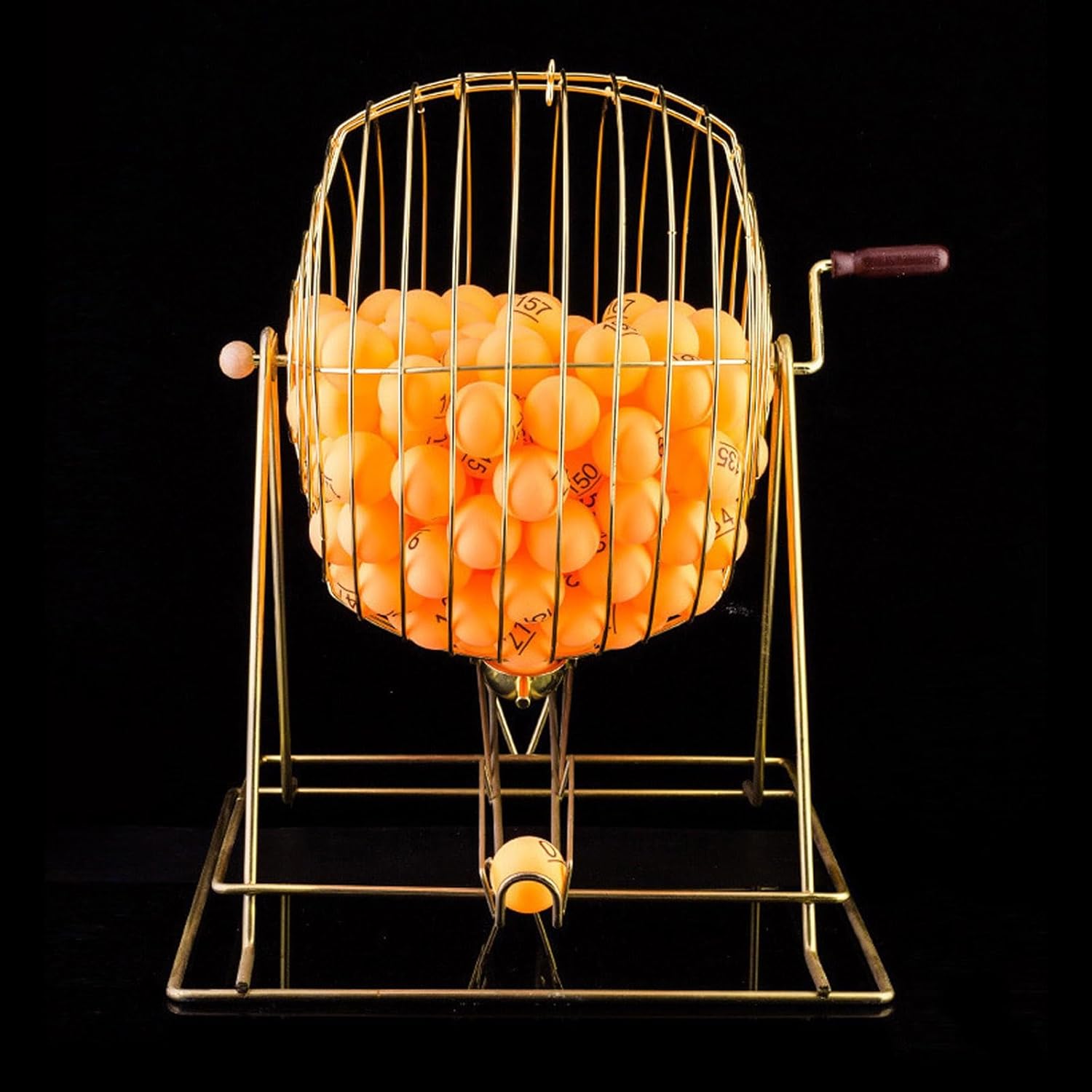 OVARIA Manual Lottery Drawing Machine, Lottery Machine Bingo Cage, Metal Raffle Drum Spin Selector with 50/100 Number Balls(100 Yellow Balls)