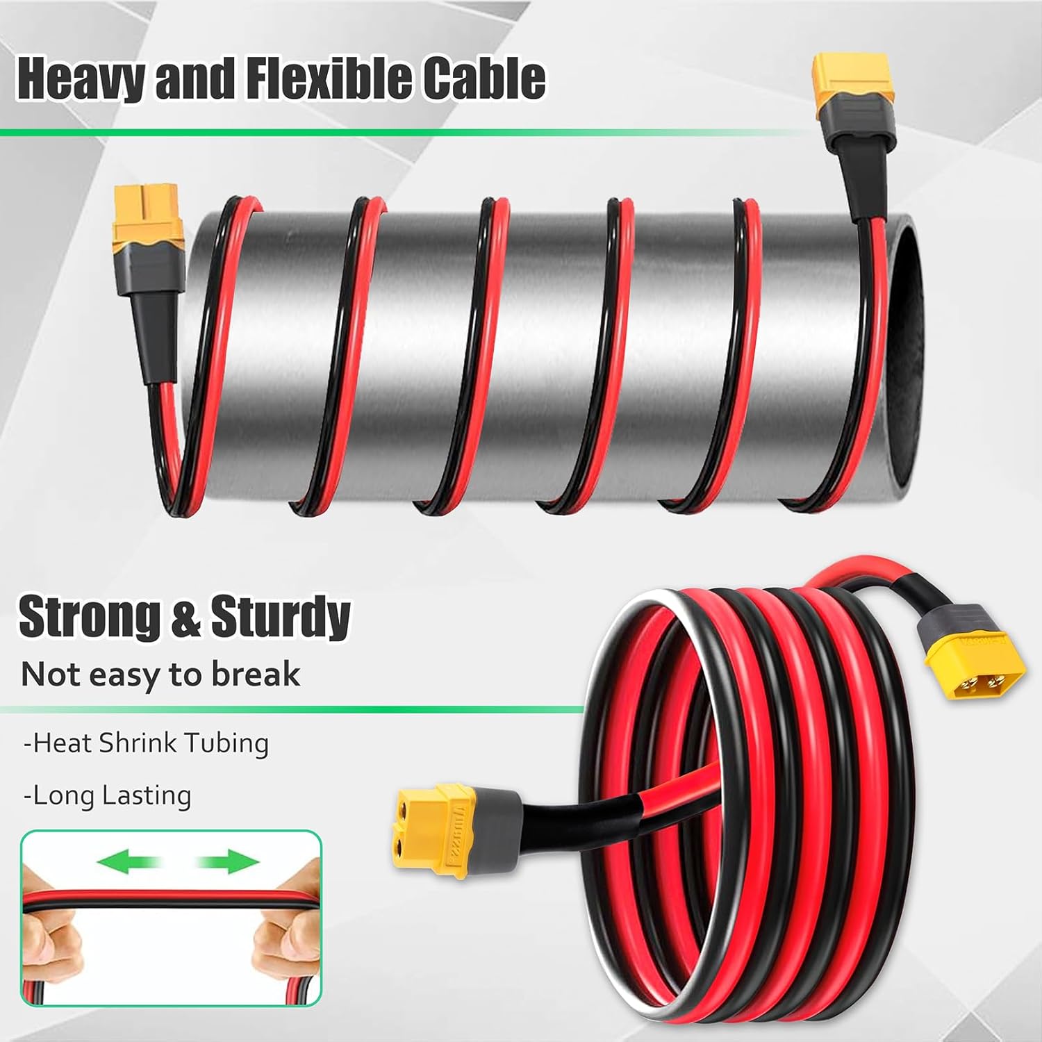 50FT XT60 Extension Cable with Male and Female Connectors XT60 Adapters Cable for Power Station and Rechargeable Batteries (12AWG 50FT)