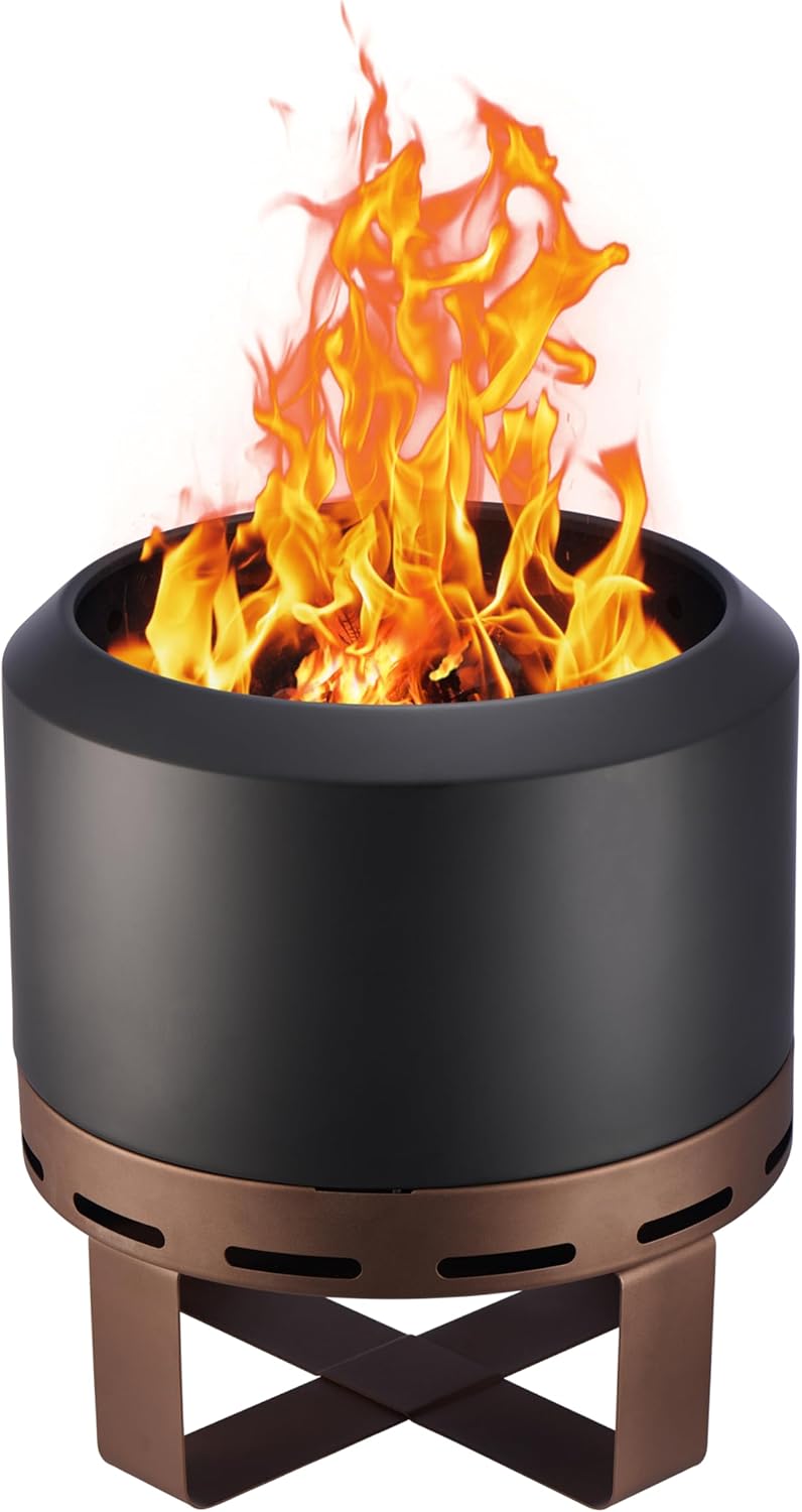 Outdoor Smokeless Fire Pit Stove 18'' for Camping Bonfire, Wood Burning Fire Place Firepit with Stand for Patio Backyard Outside