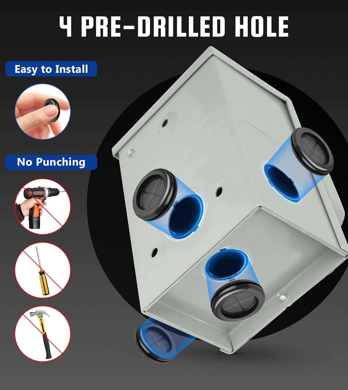 50 Amp Generator Cord and Inlet Box Combo Kit, 15FT NEMA 14-50P to SS2-50R Cord, Pre-Drilled Inlet Box, Waterproof, UL & ETL Listed