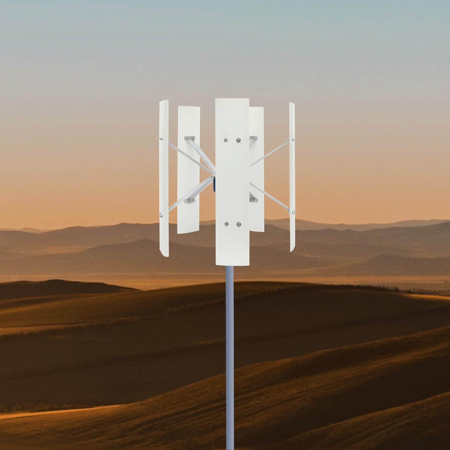 5 Blades Wind Turbine Generator for Home, Boats, Cabins, RVs, Streetlights, White Vertical Axis Wind Turbine Generator with Controller 12V, 100W