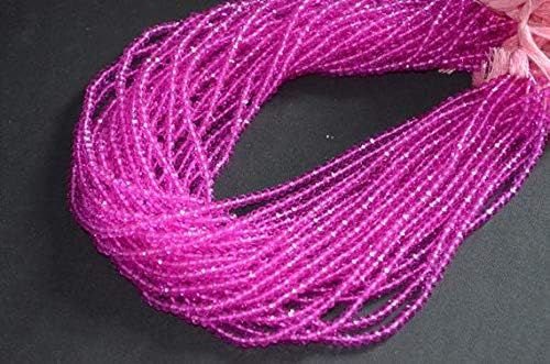 13 inch natural beads strand of 3-3.5mm faceted rondelle pink quartz gemstone beads for DIY jewelry - necklace, bracelet, earring, ring.