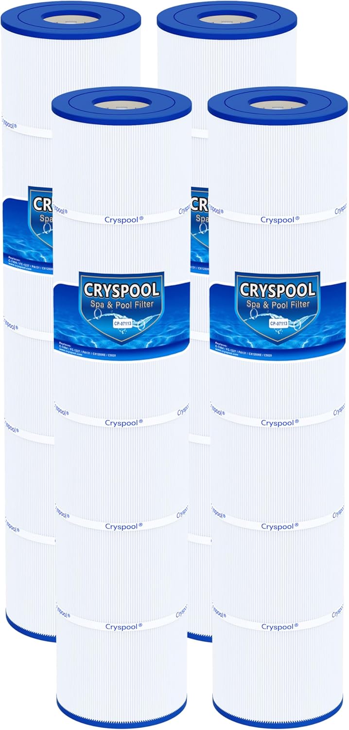 Cryspool® 07113 Filter Compatible with CX1280RE, SwimClear C5025, C5030, C5000, PA131-PAK4, C-7494, C5020, FC-1227, 4 ×131 Sq. Ft Pool Filter Cartridge, 4 Pack