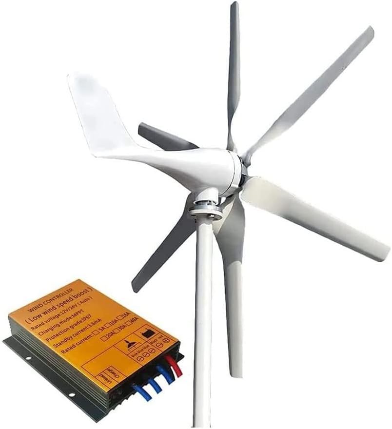 400W Wind Turbine Generator, 6 Blade 12V 24V Wind Generator Kit with Controller, Wind Power Generator for Marine, RV, Home, Windmill Generator for Home Farm Street Lamps