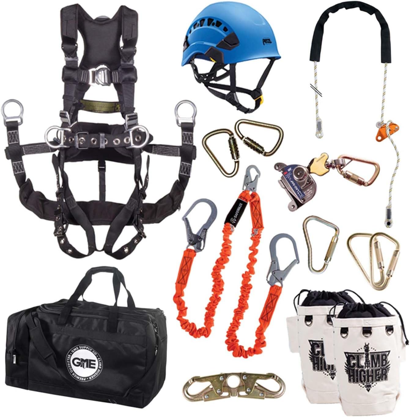 GME Supply 90007 Tower Climbing Kit – Construction Accessories, Ascent Harness, 2 Safety Lanyard