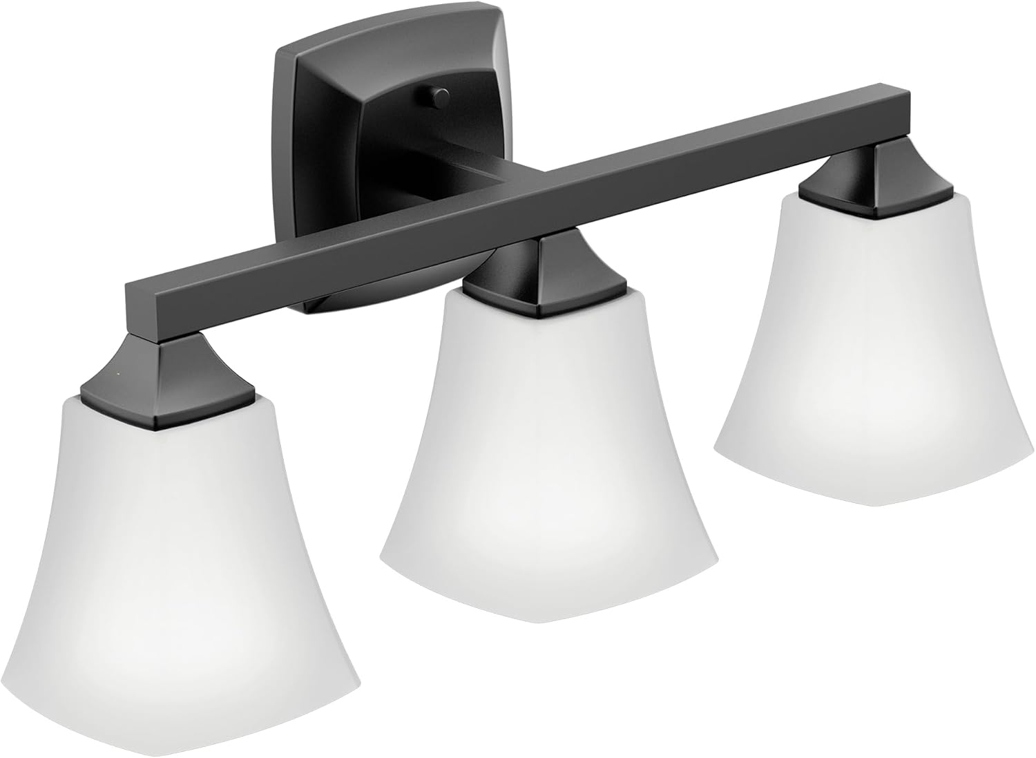 Moen Voss Matte Black 3-Light Dual-Mount Bath Bathroom Vanity Light Fixture with Frosted Glass, YB5163BL