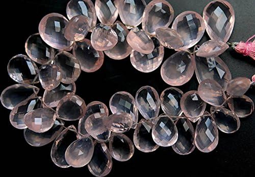 8.5 inches, madagascar rose quartz faceted extra large pear briolettes, size 25-14mm