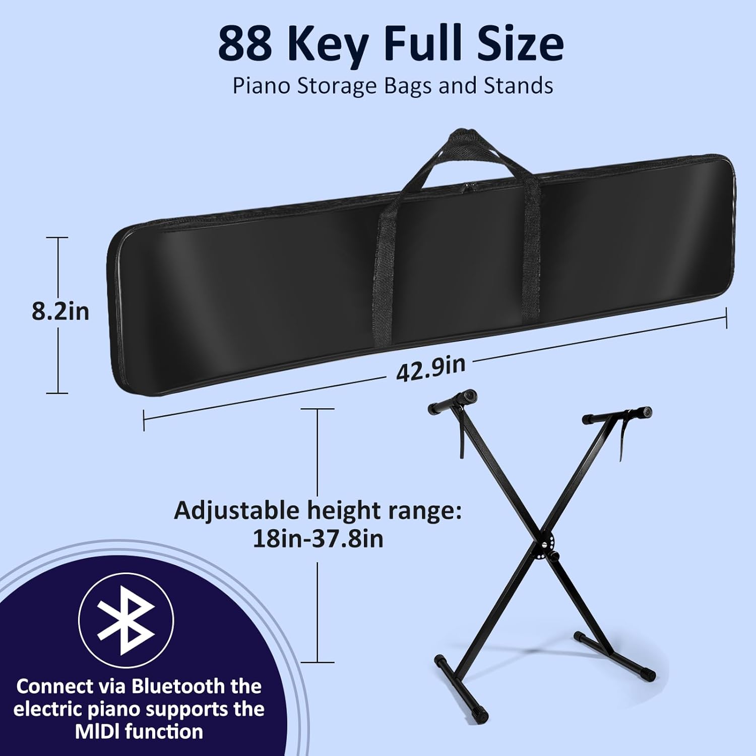 88 Key Piano Keyboard, Semi Weighted Electronic Digital Piano with Music Stand, Power Supply, Sustain Pedal, Bluetooth, Stand, MIDI, for Beginner Professional at Home, Stage