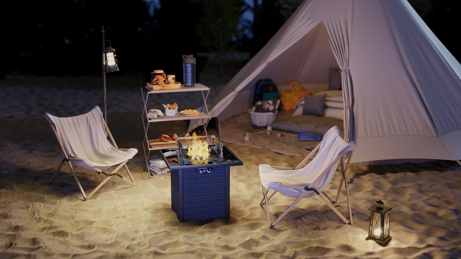 28 Inch Propane Fire Pit Table, Rattan Wicker Look, 50000 BTU Gas Firepits Tempered Glass Tabletop with Glass Windscreen Protector for Outside Patio and Garden(Brown)