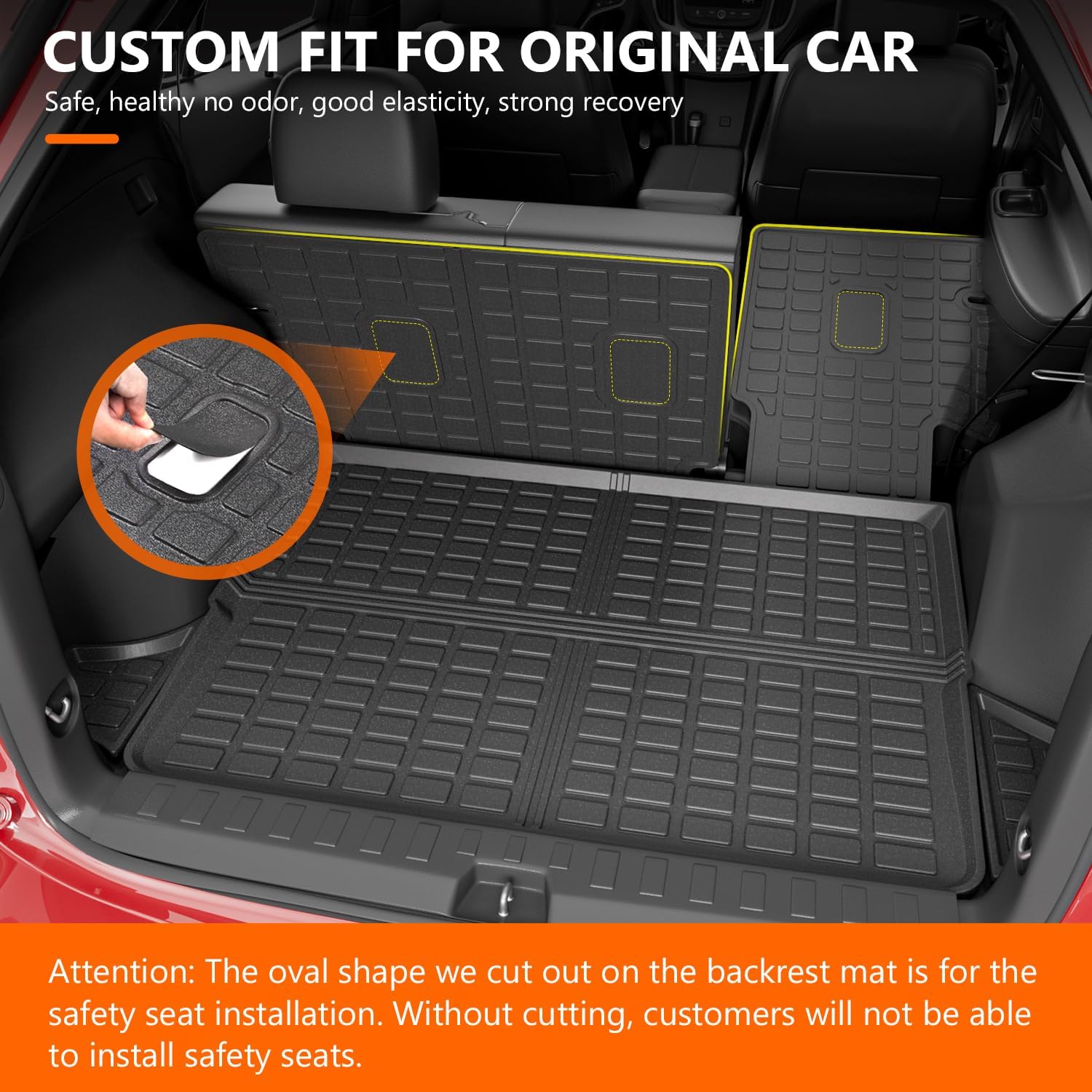 powoq Cargo Mat Compatible with 2018-2024 Chevrolet Equinox GMC Terrain Trunk Mat Backrest Trunk Liner TPE Cargo Liner Replacement for 2018-2024 Chevy Equinox GMC Terrain Accessories