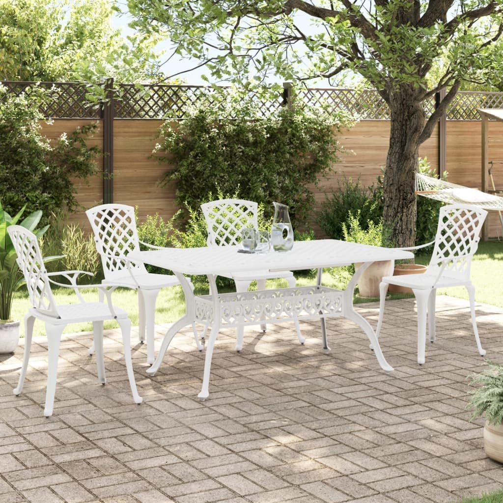5 Piece Patio Dining Set White Cast Aluminum,Elegant and Durable Cast Aluminum Patio Dining Set for Outdoor Relaxation Furniture Sets for Patio, Lawn & Garden