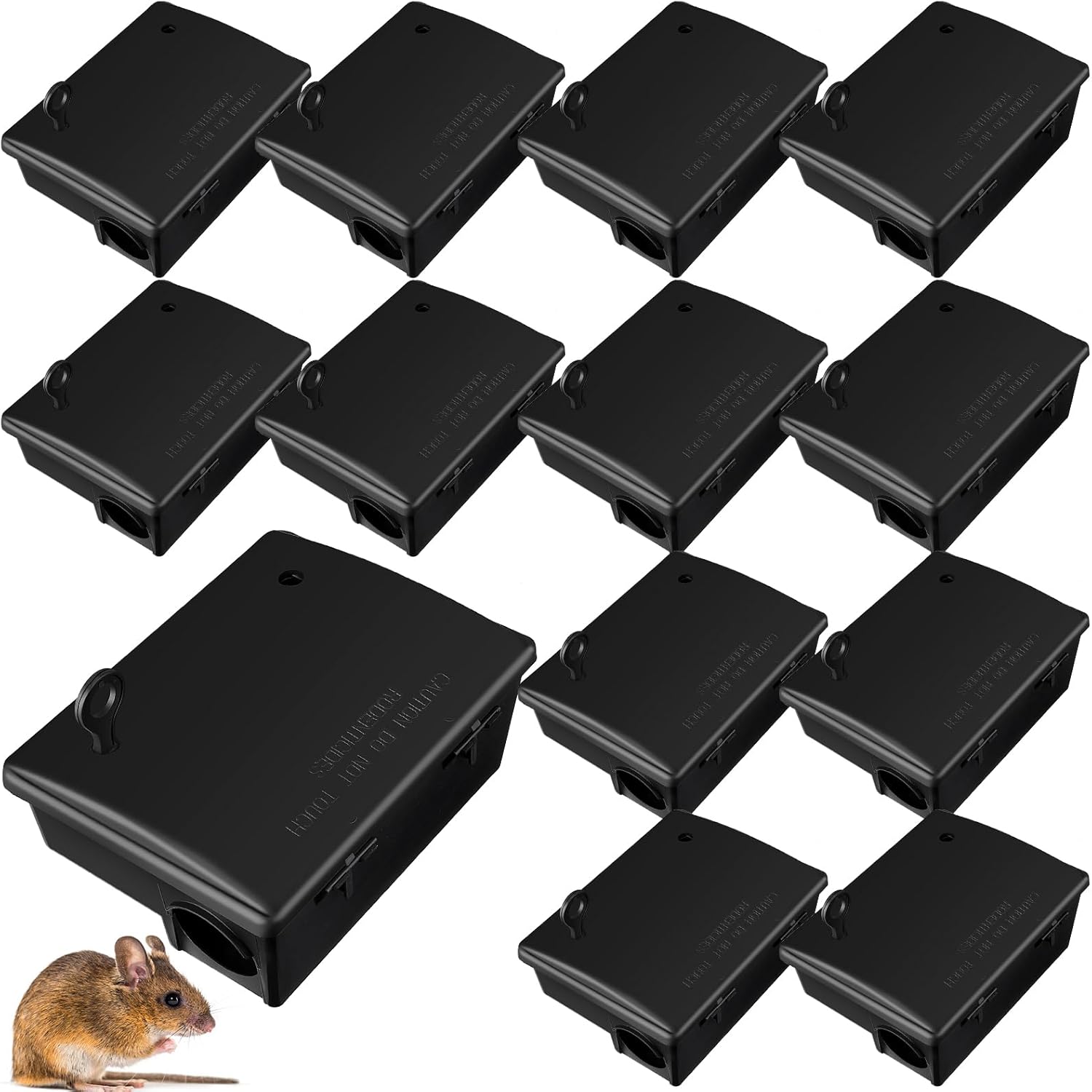 Qualirey 12 Pack Rat Bait Stations Large Rodent with Key Reusable Mouse Stations Mice Blocks Heavy Duty Boxes for Outdoor Rodents Mice Blocks, Bait Not Included, Black (9.8 x 7.5 x 3.9 Inches)