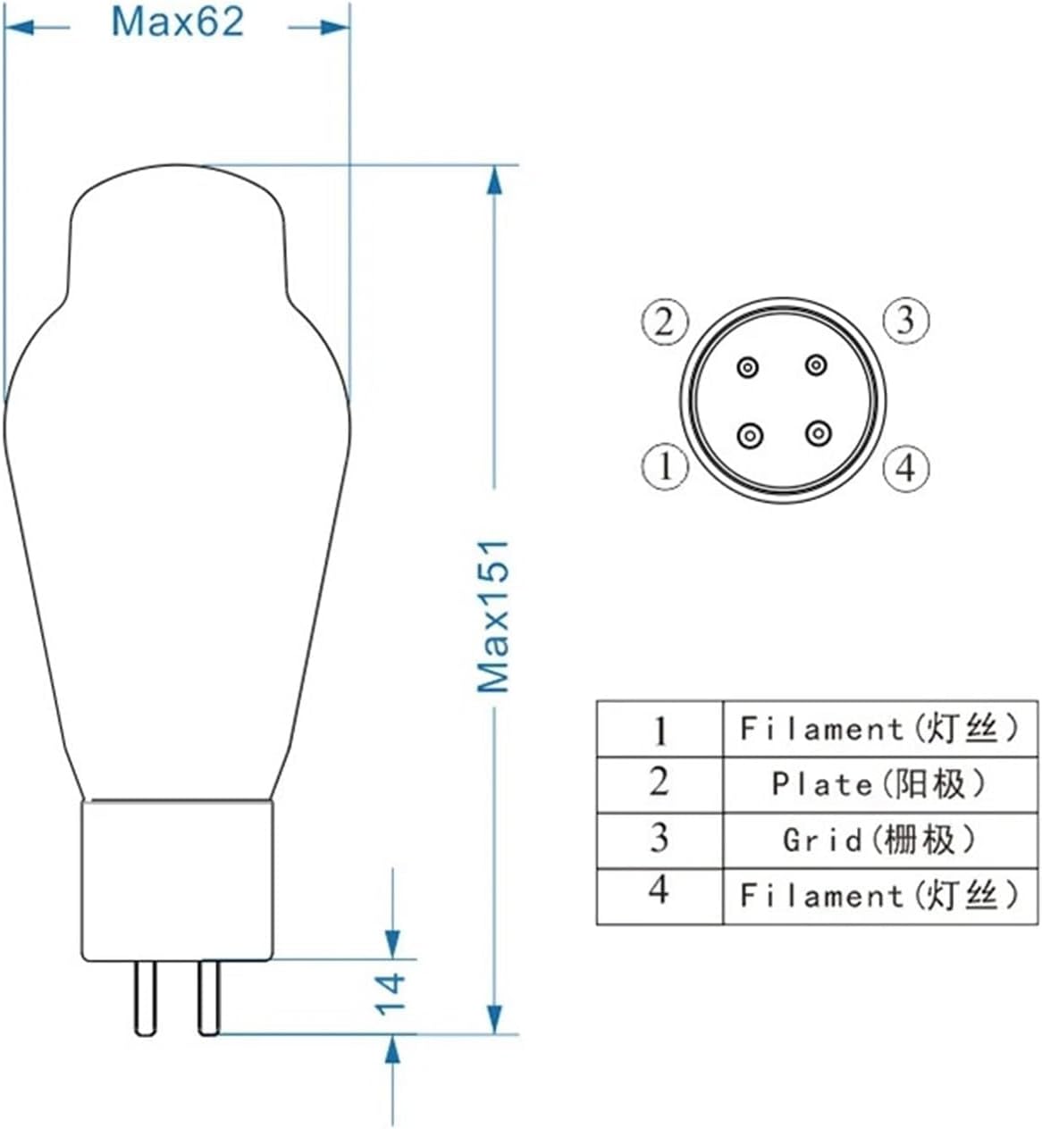 Vacuum Tube Rectifier WE300B Electronic Tube Reproduction Vacuum Tube Factory Precise Matching for Amplifier(2 Pcs)