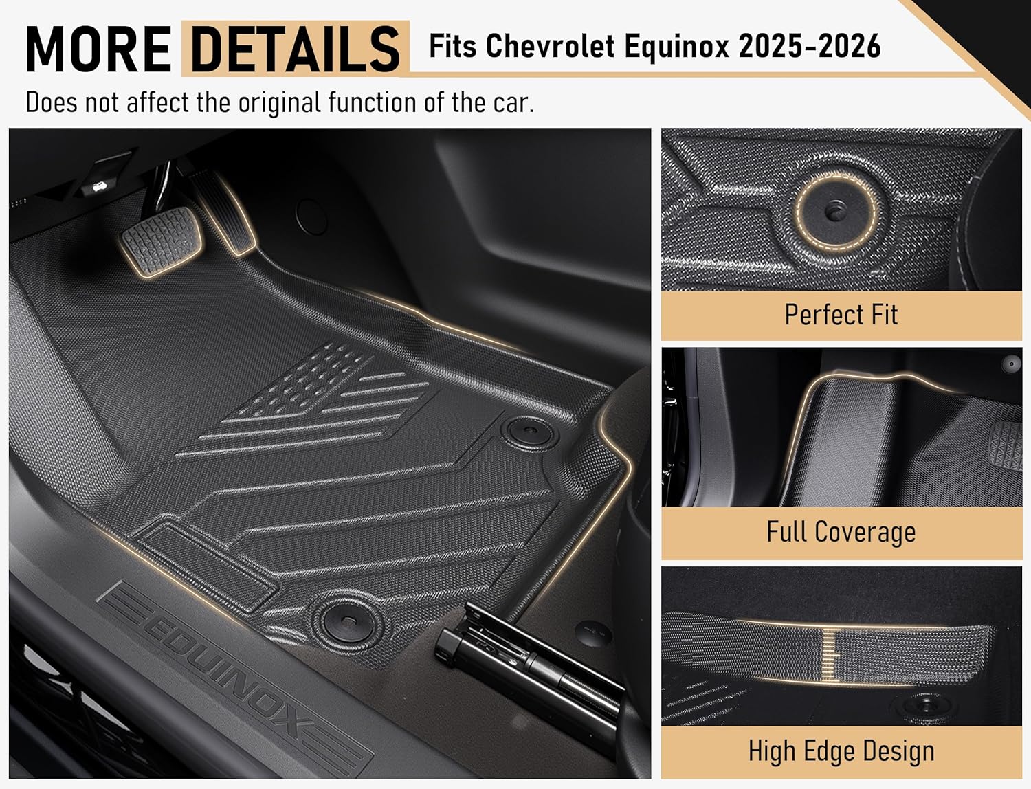 Floor Mats for Chevy Equinox 2025-2026/GMC Terrain (Not for EV),All Weather Protection Custom Floor Mats Trunk Cargo and Car Windshield Cover Set for Chevy Equinox Accessories