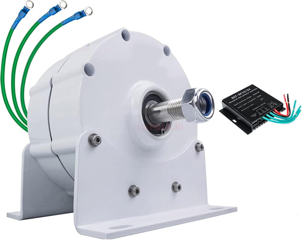 2025 New 6000W Low Speed 12V 24V 48V 220V 3 Phase Gearless Permanent Magnet AC Alternators for Wind Water Turbine for Home Use (with Base)