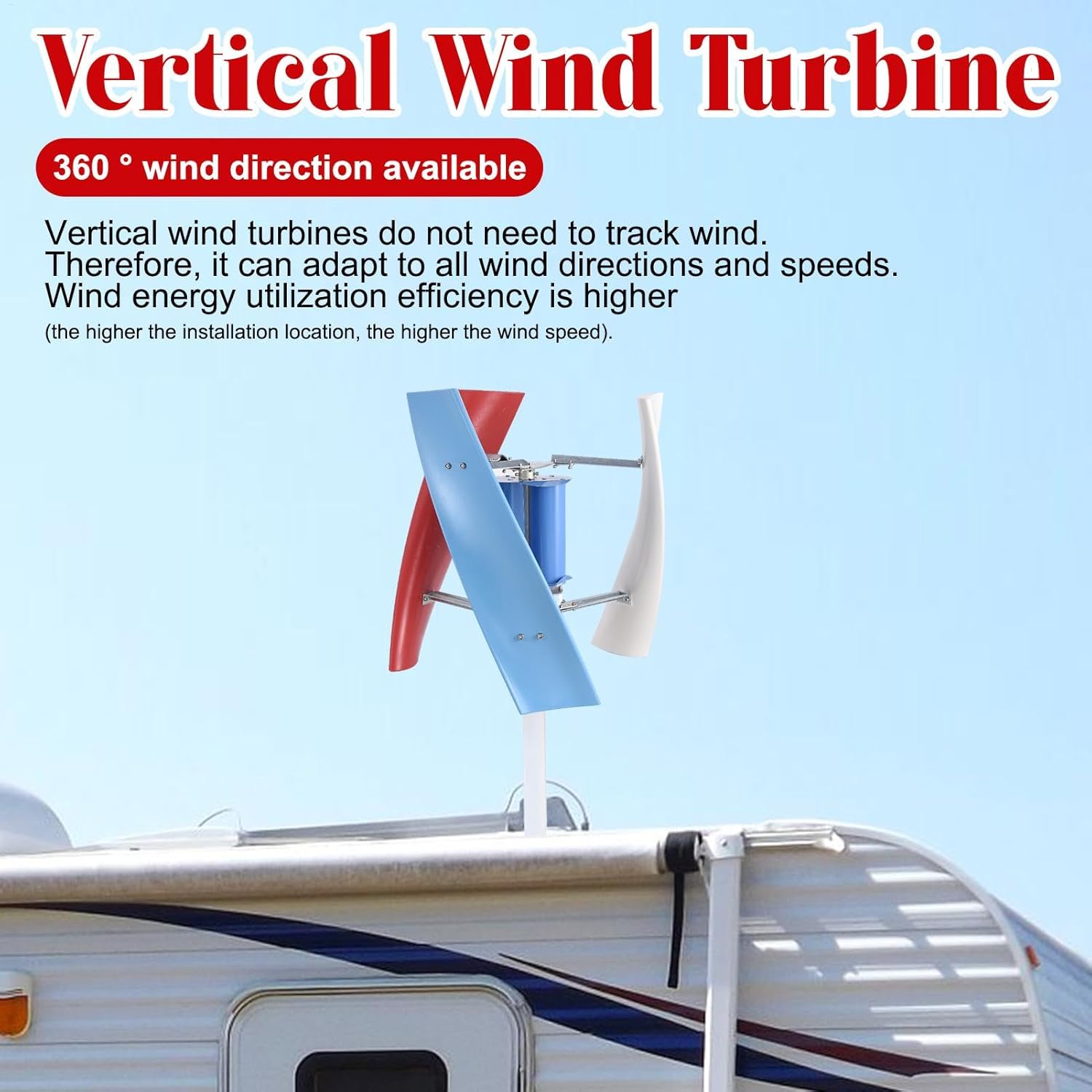 Home Wind Turbine - 3000W 12V 24V Vertical Wind Turbine - 3 Leaves, Safe, Quiet Small Windmill for Home, Farm, RVs, Boats, Street Lighting