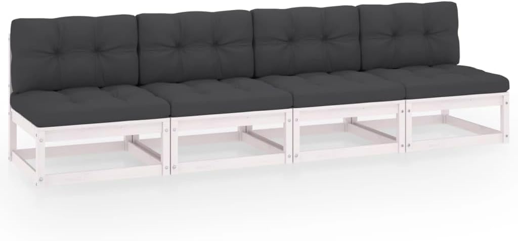 4-Seater Patio Sofa with Cushions Solid Wood Pine,Sturdy Patio Sofa with Cushions for Outdoor Relaxation and Conversation Outdoor Furniture, Patio Seating