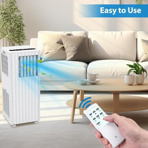 Portable Air Conditioner with Remote Control, 8,000 BTU Cools up to 350 Sq. Ft., LED Touch Panel, Built-in Dehumidifier, Fan, 3 in 1 Compact Indoor Quite AC Unit for Home Office Dorm RV, White