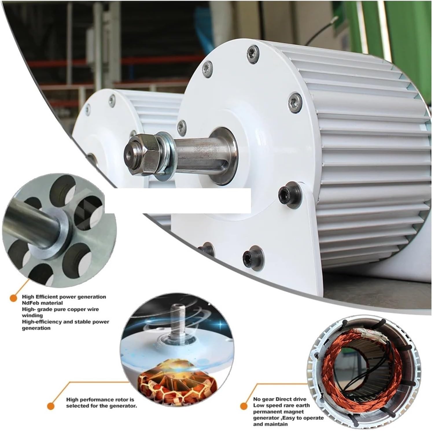 Wind Turbine Generator Kit,Low Speed Three-Phase Permanent Magnet Generator 8KW 10KW 48V 96V for Wind Power and Water Conservancy Industrial Energy(with Base,48V_10000W)