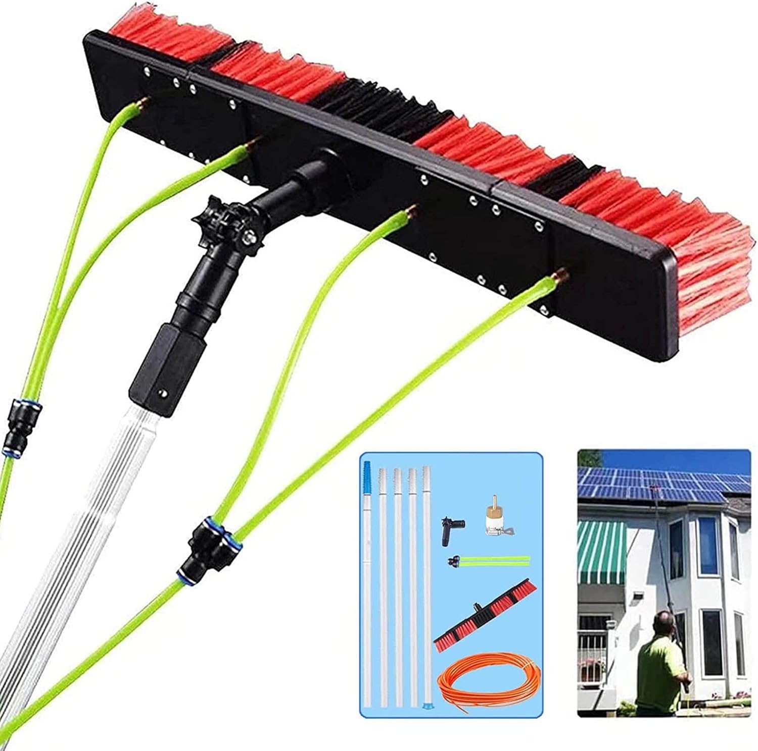 Telescopic roof Cleaning Rod, Telescopic Cleaning Brush, extendable por roof, Cleaning photovoltaic and Solar Panels