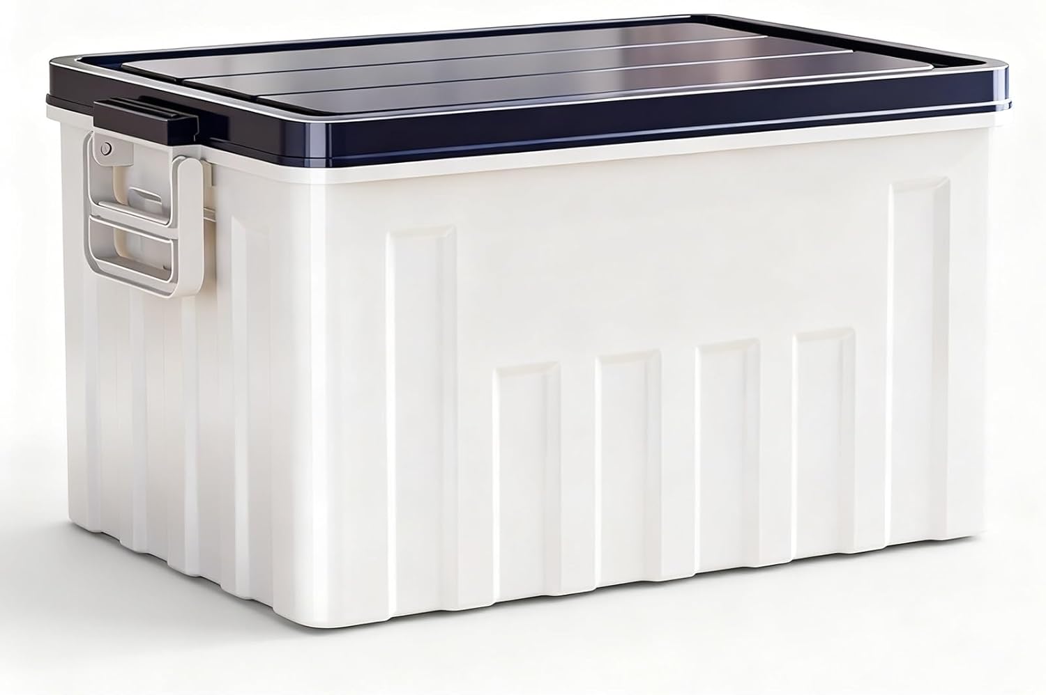 Outdoor Storage Cabinet Patio Storage box With Safetys lid and Handle Multi Purpose Storage box Suitable for Home car Trunk Camping and More(Blue and white)