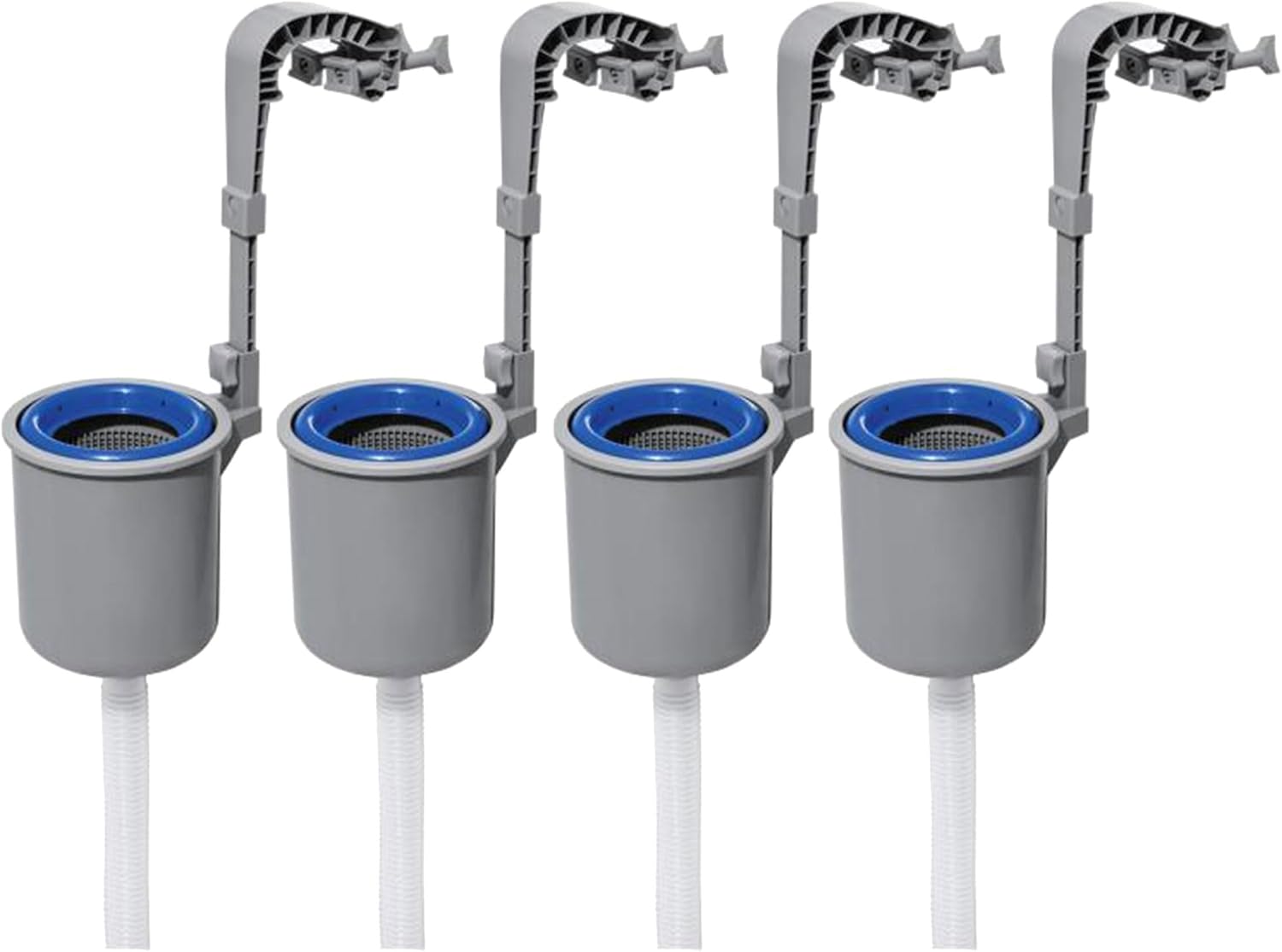 Bestway Flowclear Pool Wall Mounted Automatic Pool Surface Skimmer for Above Ground Pools with 530 Gallon and Above Filter Pumps, 4 Pack, White/Blue