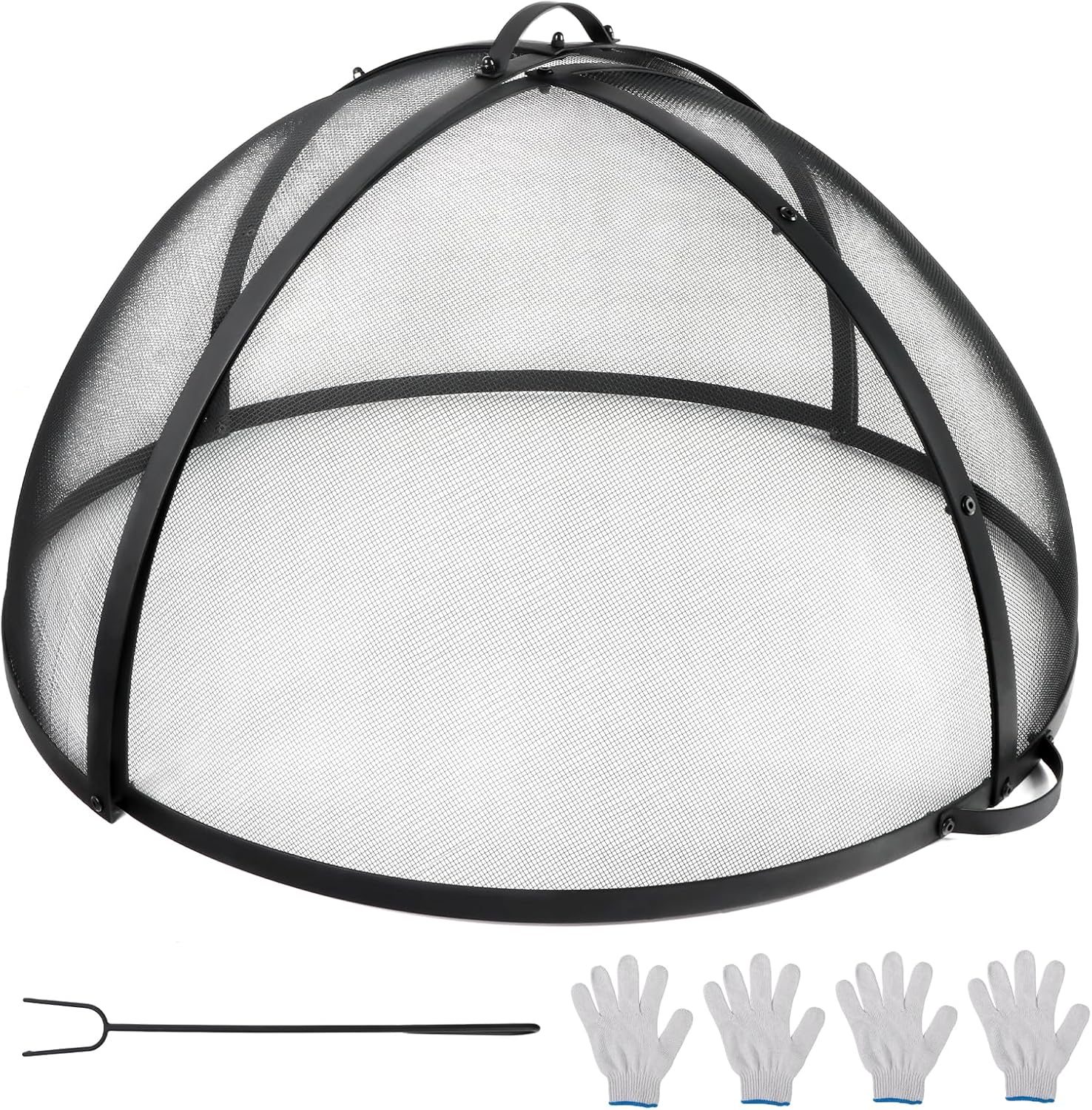 Kodilin Fire Pit Screen 36 Inch Round Fire Pit Spark Screen with Tight-Weave Steel Mesh, Heavy-Duty Firepit Screen Cover Ember Lid with Hinge & Handles for Easy Access and Safe Outdoor Fire Burning