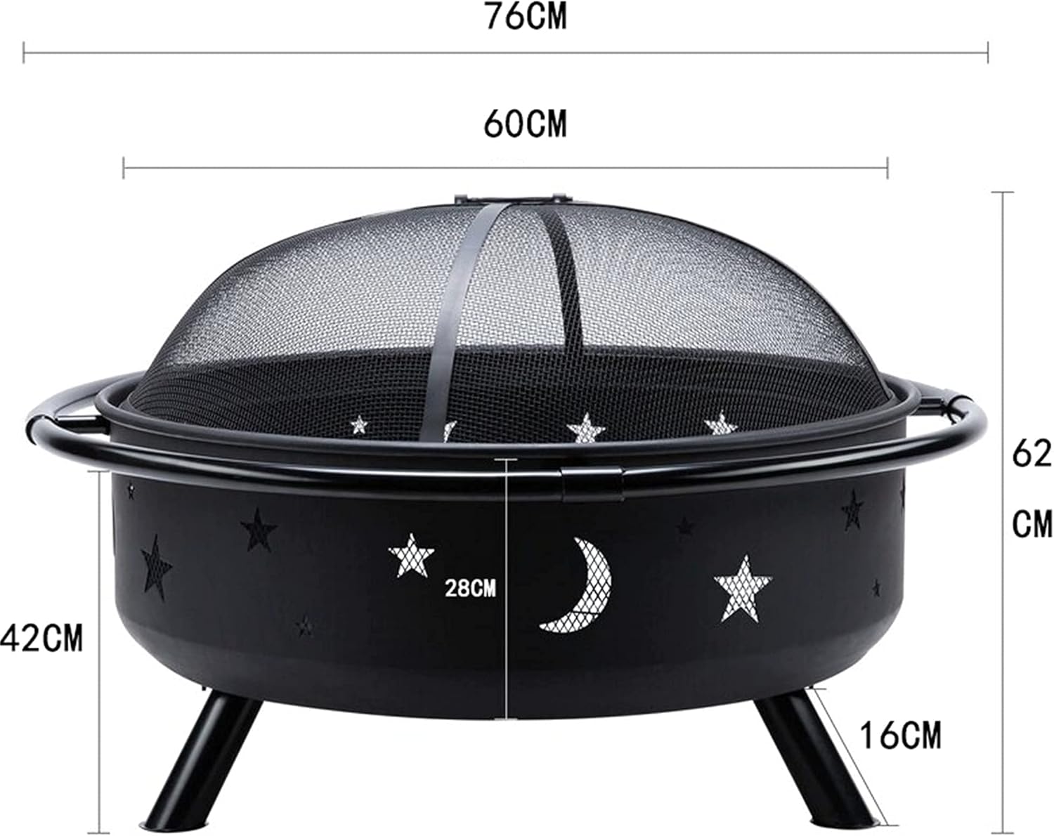 Movable Outdoor Fire Pits Patio Heater Backyard Fire Pits & Bowls Garden Heating Basin Wood Burning BBQ&Charcoal Grill Metal Mesh Fire Brazier Fireplace