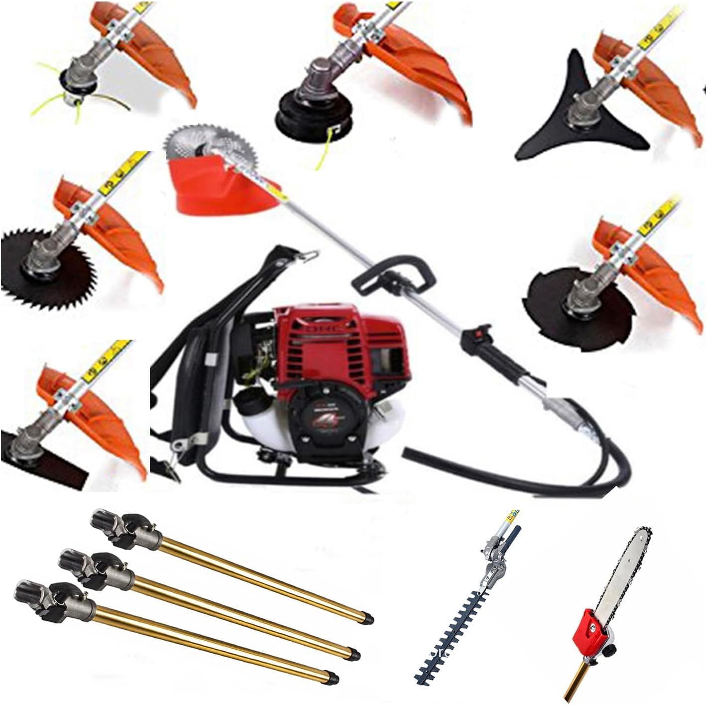 GX50 Backpack 4 Strokes Weed Eater Lawn Mower Hedge Trimmer Pole Saw Gasoline Pruner Chainsaw Extension Pole