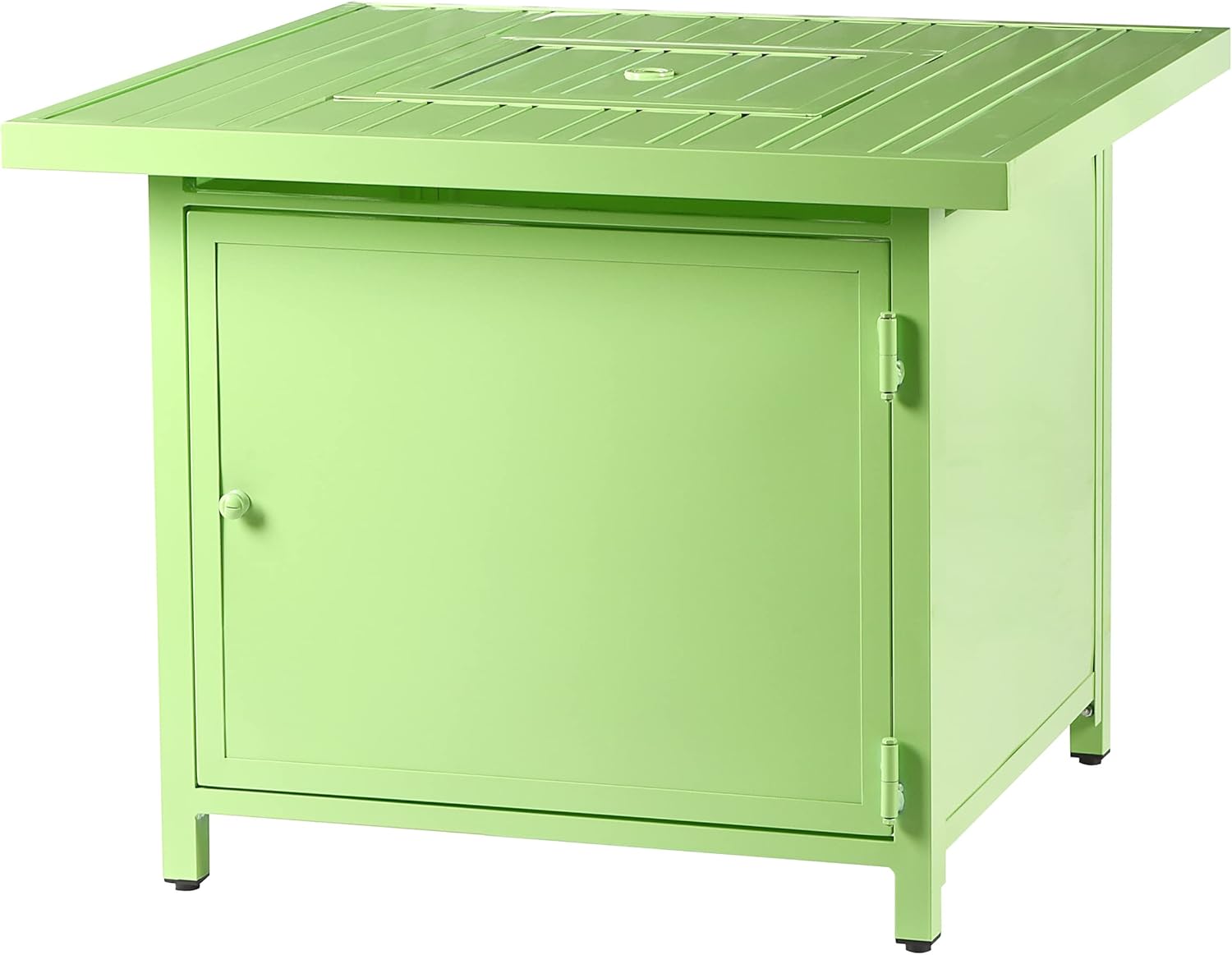 Square 32 in. x 32 in. Aluminum Propane Fire Pit Table with Glass Beads, Two Covers, Lid, 37,000 BTUs in Green Finish