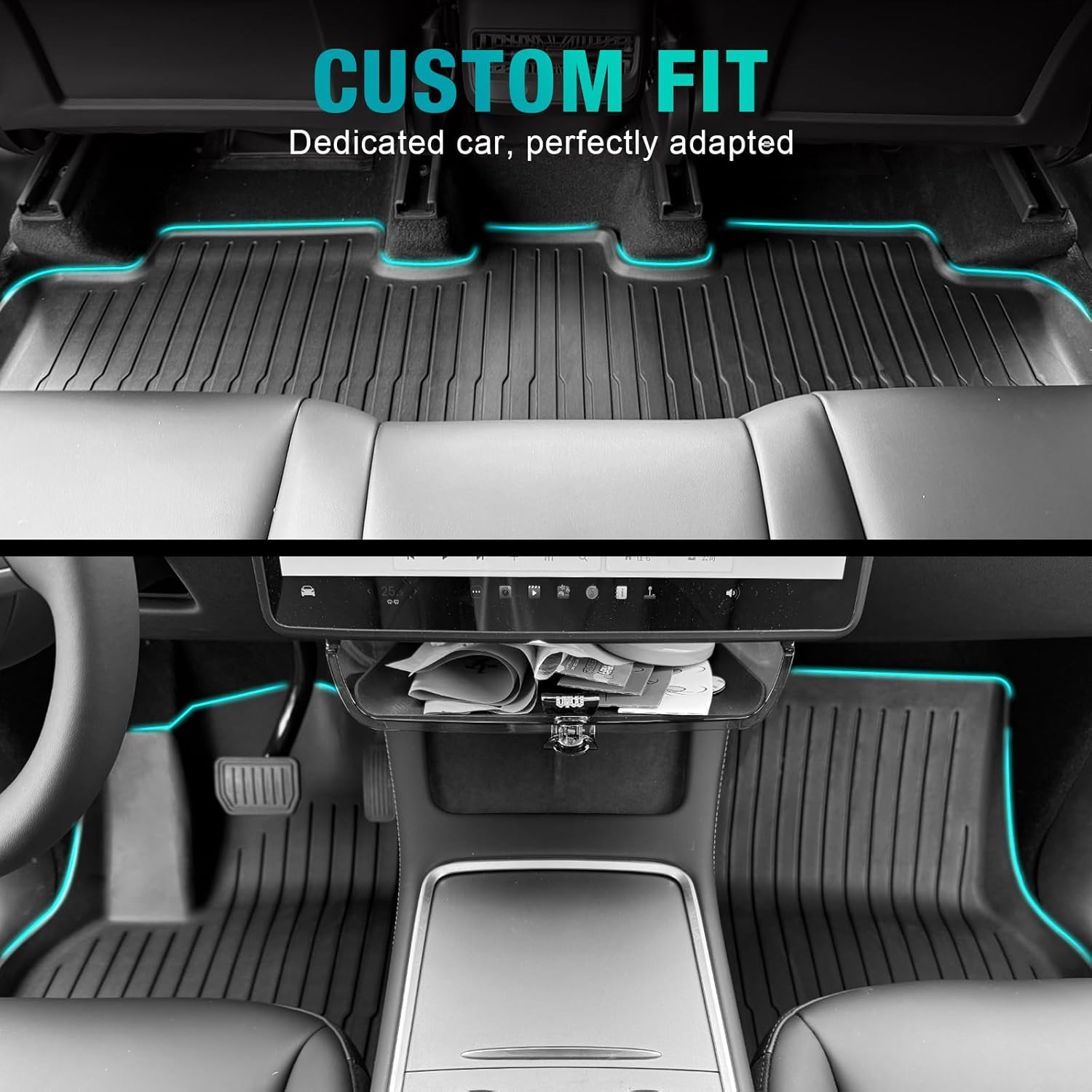 Big RED Floor Mats for Tesla Model Y: 2025 2026 Custom Fit, 100% TPE All Weather Cargo Liner Trunk Accessories, Set of 9 Mats (Not Fit 7-Seat)