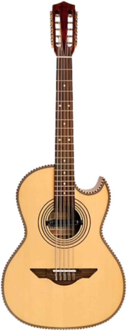H. Jimenez LBQ1E El Esta'ndar Acoustic-Electric Guitar, Bajo Quinto Natural Mahogany, Solid Spruce Top With Cutaway and Electronics