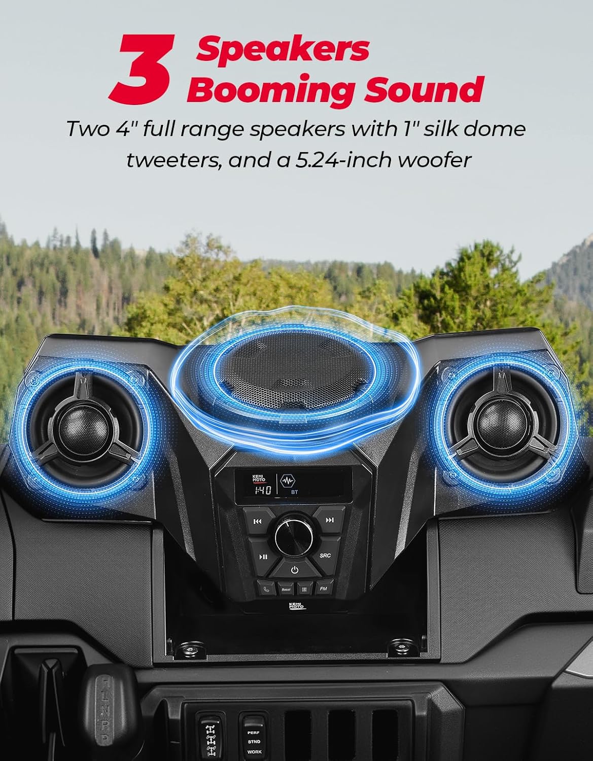 KEMIMOTO UTV 3-Speaker Audio Kit with 5.25