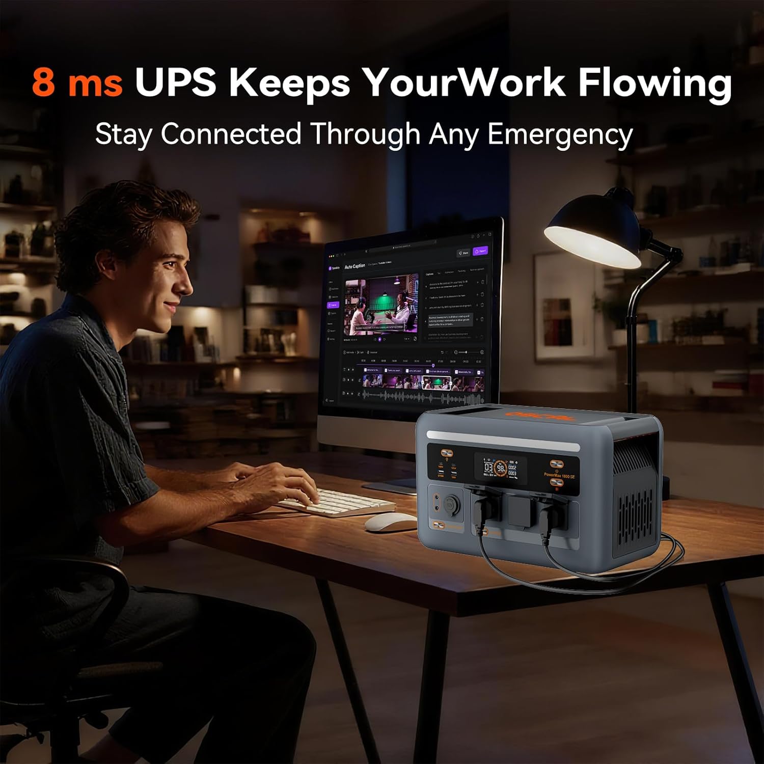 OSCAL PowerMax 1800SE Portable Power Station, 1024Wh LiFePO4 Battery, 1800W AC (3600W Surge)/100W USB-C Output,8ms UPS Solar Generator(Solar Panel Optional) for Camping, RV, Home Backup Power