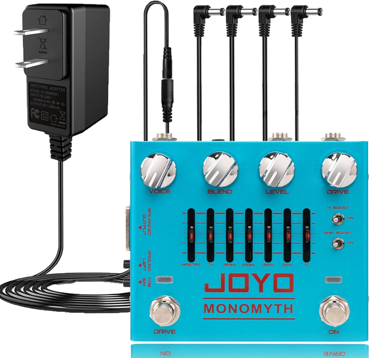 JOYO R-26 Bass Overdrive Amp Simulator Pedal and DC 9V Power Supply (800mA -1A) Adapter